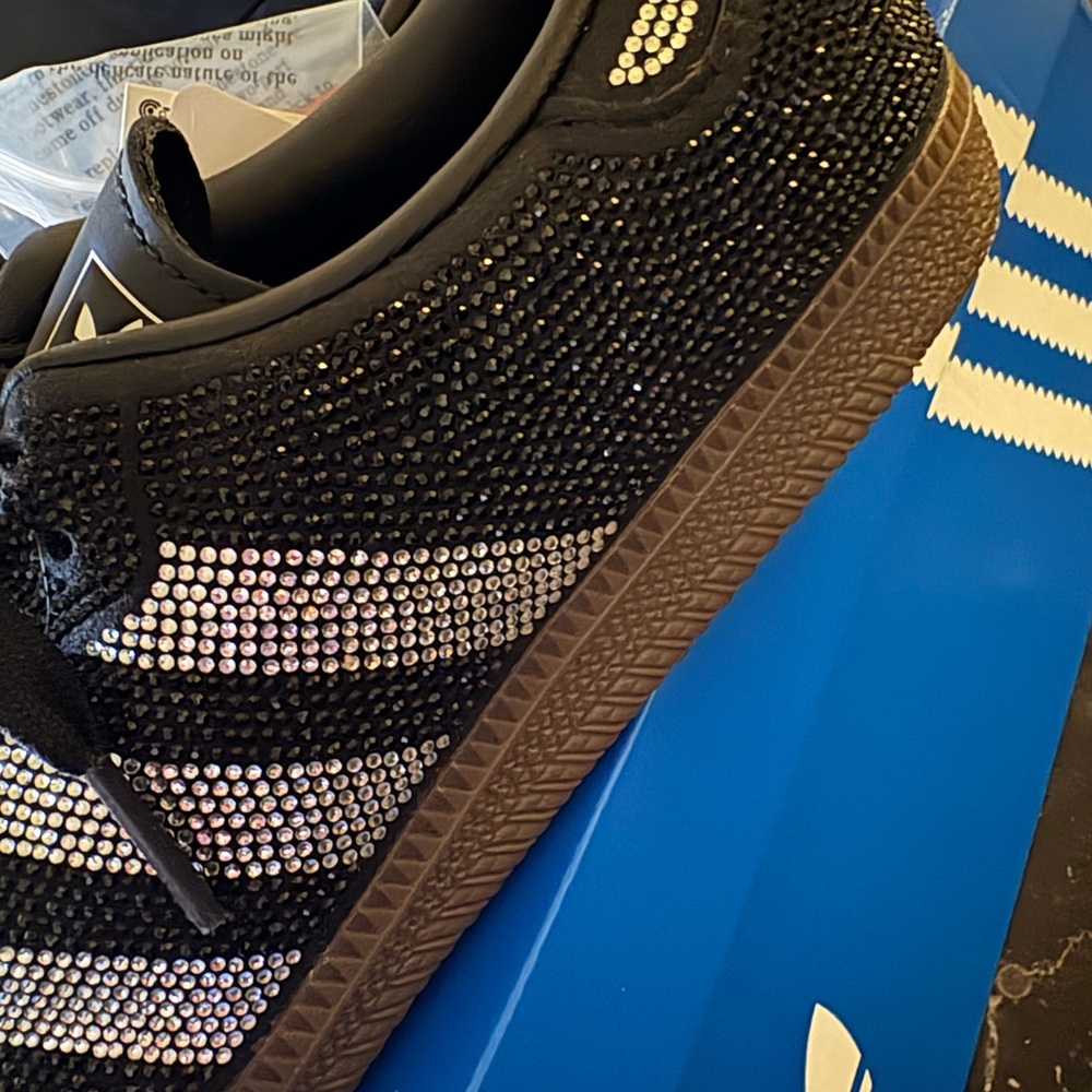 Adidas Samba OG Black and Silver Rhinestone Accents - women’s 6, boys 4.5 - Picture 10 of 11